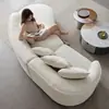 Sofá Curvo Estilo Cream Apartamento Pequeno Estilo Italiano Tecido de Luxo Leve Sala de Estar Lã de Carneiro Alienígena Sofá Semi-redondo Lua