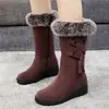 Botas gruesas de media pantorrilla, botas de nieve antideslizantes para mujer, nuevo estilo de invierno 2026, botas de algodón forradas de felpa, de suela plana, con un ligero tacón, botas de algodón grandes para la región noreste