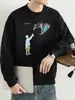 Sudadera informal y moderna de estilo americano con estampado de grafiti creativo, cuello redondo, corte holgado, unisex, para adolescentes y estudiantes de secundaria, invierno