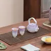 Juego de Té para Viaje al Aire Libre con Esmalte de Cristal de Hielo Cerámica Bolsa de Regalo para Almacenamiento, Incluye Tazas de Té y Tetera de Kung Fu