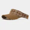 Novo Chapéu Viseira Jeans Patchwork Xadrez Retrô Americano Unissex Verão Outdoor Casual Corrida Esportes Chapéu de Sol