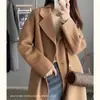 Abrigo de Lana Color Avena para Mujer, Nuevo Estilo Coreano Otoño e Invierno 2026, Chaqueta de Lana Suelta de Longitud Media, Casual Estilo Coreano