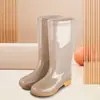 Botas de Chuva Impermeáveis de Inverno Quentes para Mulheres, Cano Alto, Forradas com Fleece, Solado de Borracha Antiderrapante, Sapatos de Borracha de Algodão para Adultos, Cano Médio