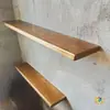 Estantería de Madera de Alcanfor de Una Palabra Estante de Almacenamiento Madera Maciza Estantería sin Costuras Estante de Pared Tablero de Capa de Tronco Pared de Fondo Zapatos Bolsas