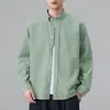 Ropa de Hombre Shanggu Camisa de manga larga simple de algodón puro estilo americano para hombre, chaqueta camisa casual holgada con cuello de solapa para primavera y otoño