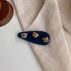 Adorable Cabeza de Oso Terciopelo Flocado Gota de Agua Pasador Dulce Textura Pinza Lateral Flequillo Clip BB Clip Clip Roto