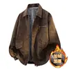 Jaqueta de Couro Veludo Plus Nova Outono Inverno Estilo Workwear Jaqueta de Couro Lapela Retrô Americana Jaqueta PU Outwear Estilo Coreano Tendência