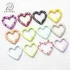 Pintura de Color Caramelo Corazón de Melocotón Pintado a Mano Hebilla de Primavera Anillo Abierto de Corazón Llavero Goteo de Aceite Accesorios DIY Conexión de Aleación