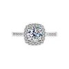 Anel de Moissanita Clássico Quadrado 1 quilate Anel Feminino de Moissanita Prata S925 Anel Banhado a Platina para Mulheres