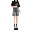 Estilo americano retrô wide-leg Denim cropped calças femininas verão quente menina cintura alta solto emagrecimento moda all-match cropped calças moda