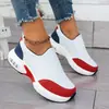 Sapatos de Salto Único Moda Transfronteiriça Europeia e Americana Flyknit 2026 Comércio Exterior Verão Roupa Externa Blocos de Cor Casual Confortável Feminino Atacado Tamanho Grande