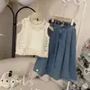 Conjunto de Verano para Niña 2026 Nuevo Estilo Coreano Conjunto de Dos Piezas de Chaleco de Verano Camisola y Jeans para Bebé
