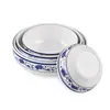 Melamina azul e branco porcelana tigela pequena fast food tigela de arroz e sopa plástico panela quente tigela de molho para tempero tigela de imitação de porcelana tigela quadrada louça