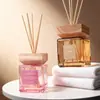 Frasco Spray Quadrado de 500ml para Aromaterapia de Alta Qualidade, Aromaterapia Sem Chama para Sala de Estar de Hotel, Difusor de Fragrância Interna de Longa Duração com Varetas de Rattan