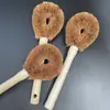 Escova de Pote Natural de Palmeira de Coco com Cabo Longo, Escova de Lavar Louça de Cozinha Não Absorvente de Óleo, Escova de Limpeza para Uso Diário, Remove Manchas Sem Danificar a Panela