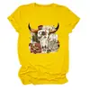 Camiseta redonda de manga corta para mujer, de moda y única, con diseño de calavera, cabeza de toro, floral, suculentas, estilo europeo y americano, del sitio independiente Amazon Wish