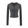 "Fim de Semana Preguiçoso" Listrada Macia Ceroso Controle Ombro Direito Capuz Cardigan Outono 2025 Nova Jaqueta com Zíper na Cintura