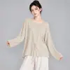 Roupa de Dança Feminina Outono Inverno Novo Cardigã de Tricô de Botão Único com Amarração Solto Modelador Top para Prática de Dança Moderna