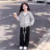 Moda de Exterior con Capucha y Pantalón Casual de Diseño Sencillo para Niñas Mayores - Conjunto de Primavera y Otoño 2026