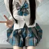 Uniforme JK Original Verano Cintura Ajustada Camisa Blanca Manga Corta Versátil Falda Plisada Cuadros Traje Falda Corta Camisa Estudiante para Mujer