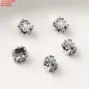 Plata de ley S925 cuentas barril flor pequeña hojas de agujero grande anillo deslizante accesorios chapado en oro vintage plata lisa material para abalorios DIY hecho a mano