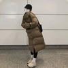 Abrigo de Algodón Estilo Hong Kong Retro Chic Coreano Color Café 2025 Nuevo Holgado Largo Tipo Pan Abrigo Más Algodón y Chaqueta Gruesa