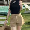 Preventa Shorts de mezclilla estilo americano ajustados WZXSK para mujer con figura de pera, de tiro alto, adelgazantes, versátiles, de corte A, realzan el trasero, para verano