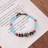 Diseño Nicho Retro Nepalés Método Antiguo Cuentas de Cobre Pulsera Femenina Estilo Xizang Estilo Étnico Distintivo Simple Tejido Pulsera Azul
