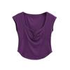 Deseo Puro 2025 Verano Nuevo Top de Manga Corta con Cuello Grande Plisado que Revela el Busto Curvado Corto Cintura Alta Pequeña Camiseta con Cuello en V