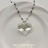 Collar con Colgante de Corazón Transparente Estilo Coreano Diseño de Nicho Accesorios Dulces y Frescos Cadena para Suéter Versátil Gargantilla de Alta Gama Nuevo Estilo