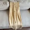 2026 Novo Estilo Calça Elegante de Cupro Fosca Casual de Perna Reta Calça Longa de Perna Larga para Mulheres Atacado H07Ak153