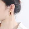 Pendientes de ágata roja del sur, plata de ley S925, estilo Dongdaemun coreano, sencillos, combinables con todo, temperamento diario.