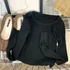 Suéter redondo puramente deseable estilo Hong Kong para mujer, estilo corto para primavera y otoño, top ajustado dulce y picante, camiseta básica de punto de alta gama para mujer