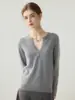 Estilo Minimalista de Lujo Ligero Otoño/Invierno Nueva Moda Cachemir Cuello V Amplio Botones Tejido Suéter Base Delgado para Mujer
