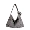 Bolsa de lona estilo coreano con estrellas para mujer, nuevo modelo 2026, gran capacidad, para hombro y cruzada, versátil para ir al trabajo y a clases, casual y relajada