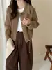 Cárdigan de Punto de Lana Doble Cara con Cuello Desmontable Estilo Europeo 2026 Otoño/Invierno Nuevo Abrigo Suéter Casual Versátil para Mujer