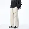 Pantalones anchos funcionales deconstruidos de alta calle americana para hombre, nuevos de otoño, pantalones casuales relajados con pliegues y remaches, pantalones de trabajo