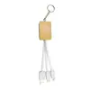 Llavero Ecológico de Bambú Cable de Datos Tres en Uno Biodegradable de Madera 2A Tipo-C Cable de Carga Uno a Tres