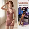 Conjunto de uniforme sexy de lencería cheongsam de mariposa, malla morada transparente divertida ropa de dormir qqny, falda ajustada al cuerpo