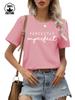 Camiseta de dopamina de cuello redondo y manga corta de algodón de 220 g de Amazon para mujer, camiseta con estampado perfecto transfronterizo europeo y americano.