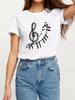 2023 Nota en forma de corazón Street Shrimp Crewneck Camiseta blanca estampada de manga corta para mujer Comercio exterior transfronterizo ebay Amazon