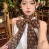 Bufanda Larga de Seda con Lunares y Corbata para Cuello, Estilo Coreano Nuevo 2025 de Alta Gama para Mujer, Cinta de Bufanda a Juego para el Cuello, Fajín