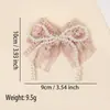 Pinza para el pelo con lazo de perlas y encaje estilo coreano para niñas, pinza lateral Lolita, pinza superior de princesa, pinza para la parte trasera de la cabeza, accesorio para el cabello para niños