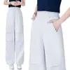 Pantalones de pierna ancha de moda de seda de hielo fina hechos a medida para mujer, nuevo estilo de verano 2026, de cintura alta, adelgazantes, transpirables, frescos, versátiles