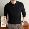 Suéter de punto para hombre yingao, cuello camisero, polo de manga larga, estilo de negocios para hombres de mediana edad, casual, nuevo suéter de primavera y otoño para hombres
