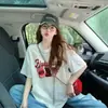 Elegante camiseta semitransparente de jacquard de encaje para mujer, moderna y genial, con estampado único, holgada y casual, adecuada para mujeres de talla grande, cubre el abdomen