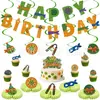 Banner de cumpleaños estilo caricatura anime transfronterizo, banner de fiesta de las Tortugas Ninja, decoraciones colgantes en espiral, adornos y toppers para pastel