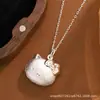 Pingente de Cadeado da Sorte Oco com Filigrana de Gato e Cabaça em Prata Pura 990, Cadeado da Sorte para Longevidade e Riqueza em Prata Pura, Venda por Atacado da Fonte