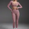 Conjunto de roupa de esporte ao ar livre sem costura europeu e americano, sutiã esportivo sem costura, calça comprida sem mangas e com costas abertas, secagem rápida para fitness e yoga