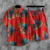 Conjunto de camisa floral de manga corta y shorts de playa de la isla de Hainan, adecuado para vacaciones de verano en Hawái y Tailandia, para parejas y hombres y mujeres
